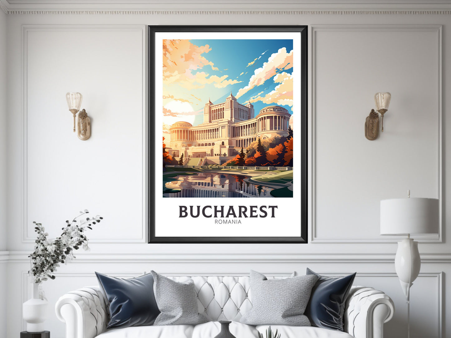 Bucharest Travel Print | Bucharest Romania Illustration | Bucharest Wall Art | Romania Print | Bucharest Travel Poster | ID 893