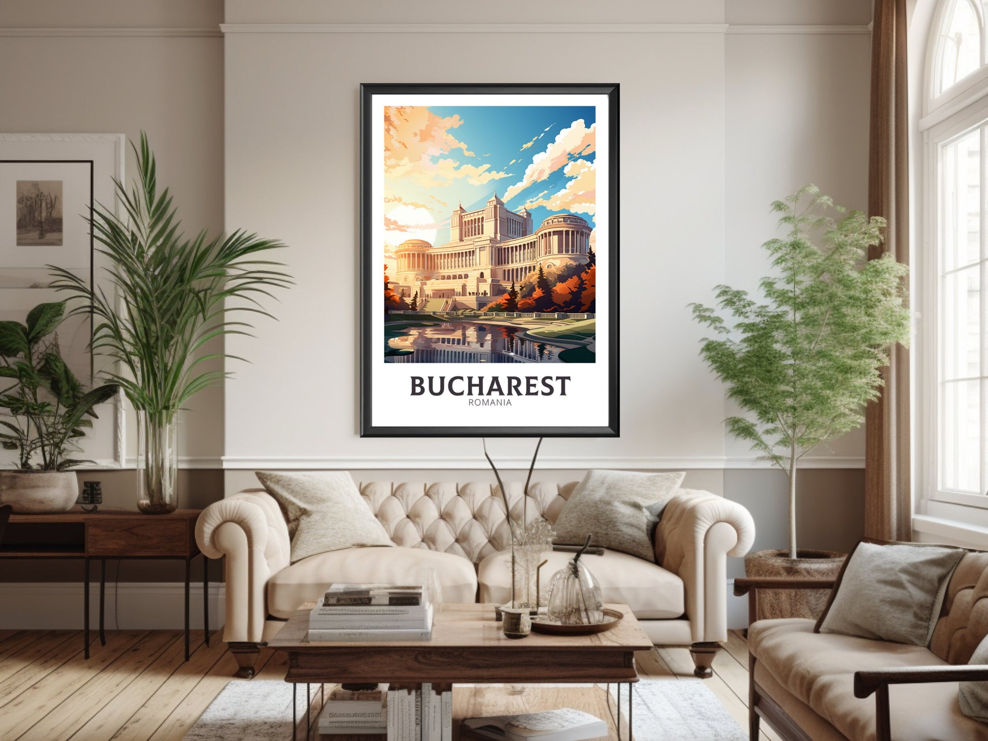 Bucharest Travel Print | Bucharest Romania Illustration | Bucharest Wall Art | Romania Print | Bucharest Travel Poster | ID 893