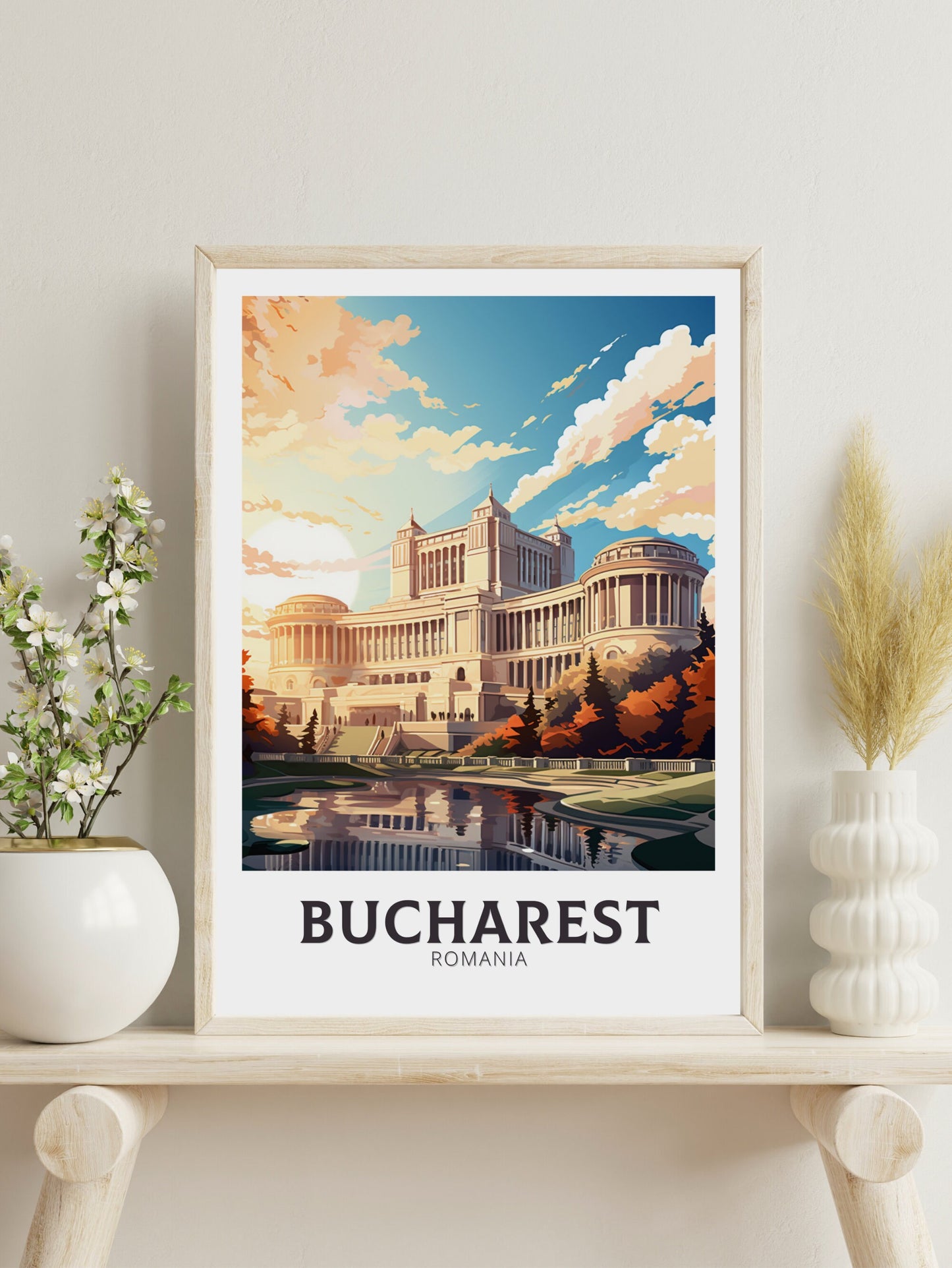 Bucharest Travel Print | Bucharest Romania Illustration | Bucharest Wall Art | Romania Print | Bucharest Travel Poster | ID 893