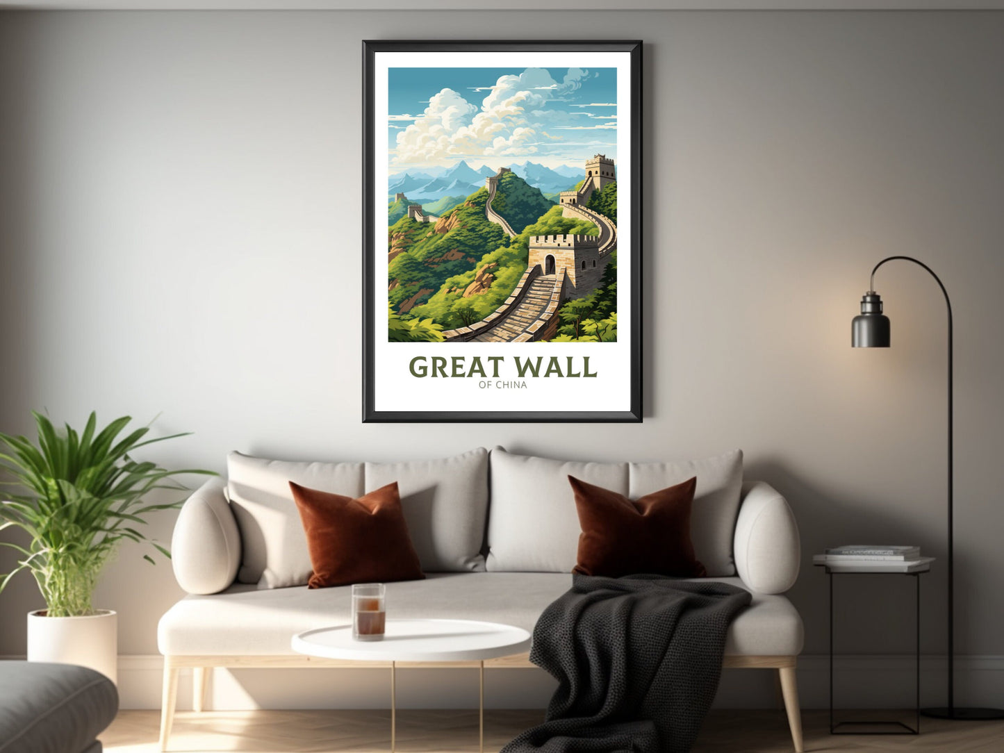 The Great Wall of China Print | China Illustration | Travel Gifts | Seven Wonders Poster | Sunset Print | Housewarming Gift | ID 896