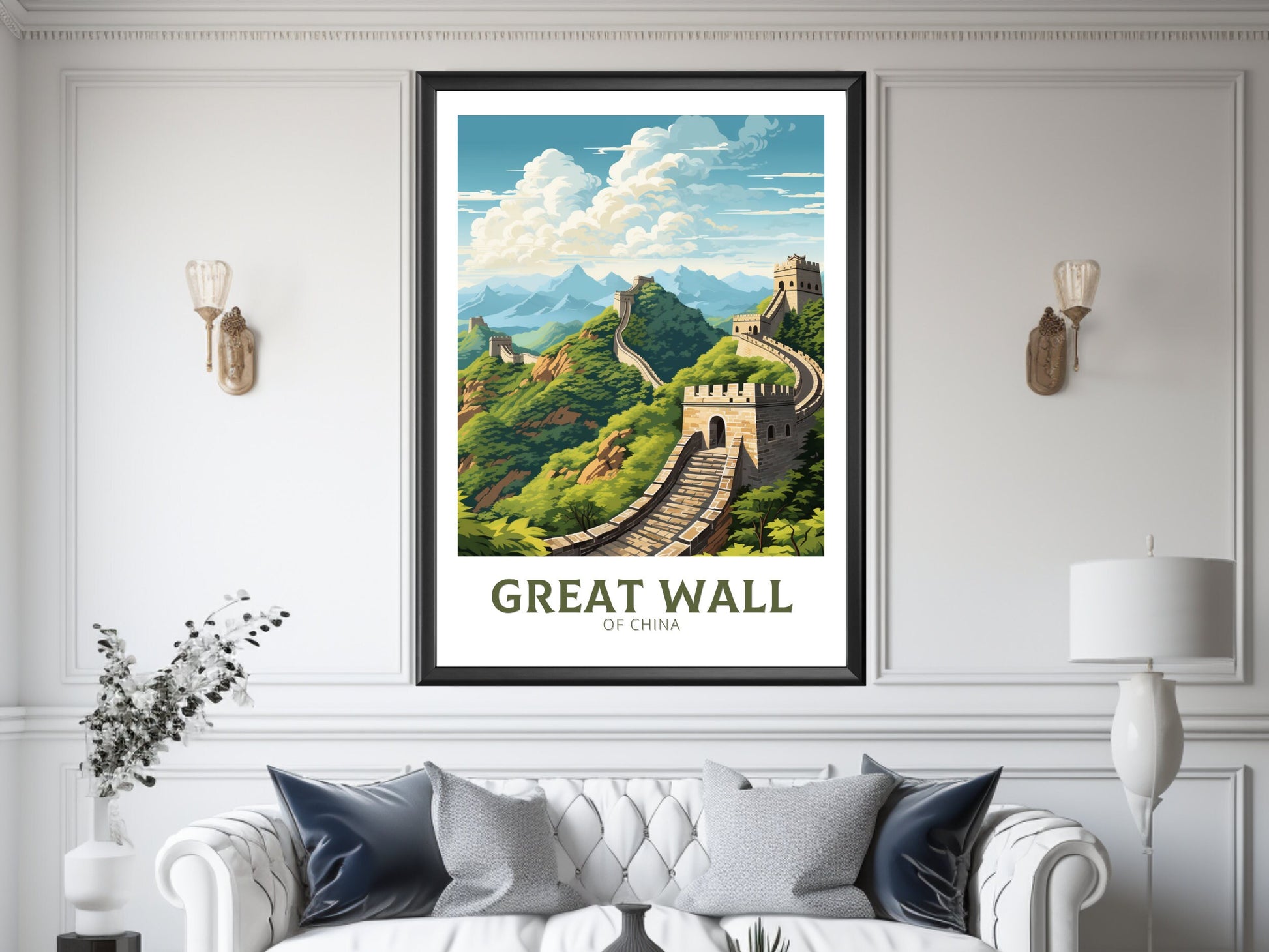 The Great Wall of China Print | China Illustration | Travel Gifts | Seven Wonders Poster | Sunset Print | Housewarming Gift | ID 896