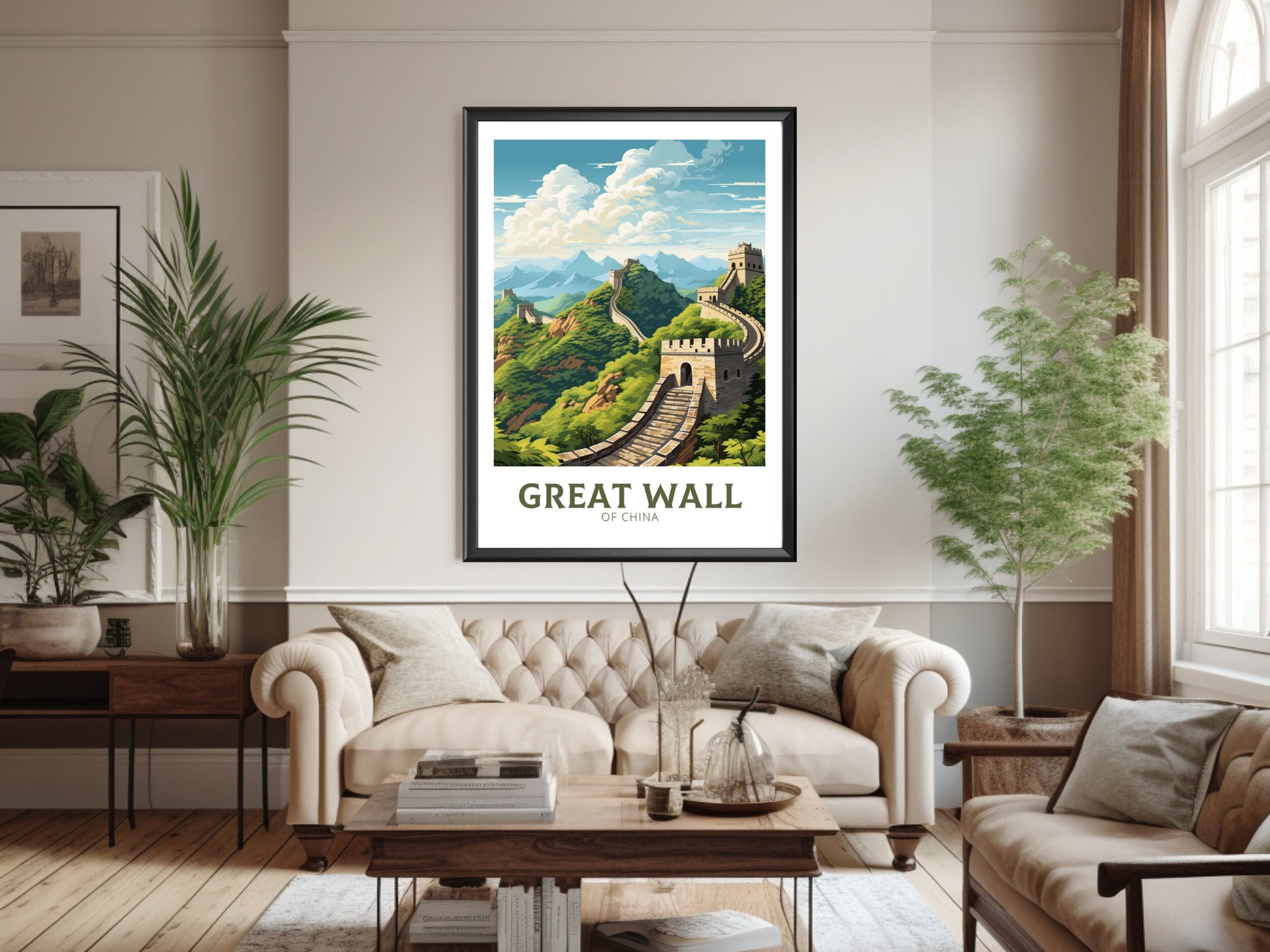 The Great Wall of China Print | China Illustration | Travel Gifts | Seven Wonders Poster | Sunset Print | Housewarming Gift | ID 896