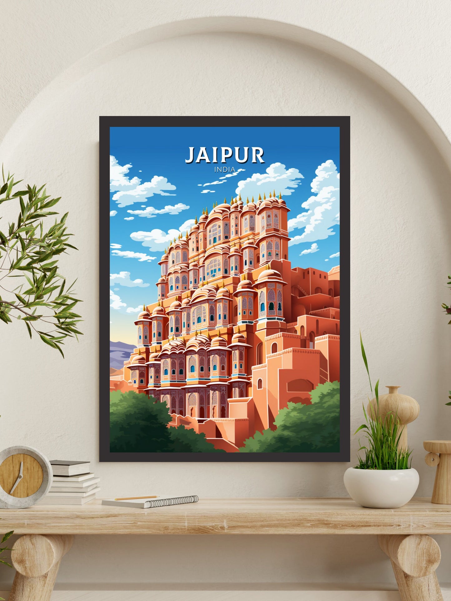 Jaipur Travel Print | Jaipur Illustration | Jaipur Wall Art | India Print | Hawa Mahal Print| Hawa Mahal Painting | Jaipur Poster | ID 899