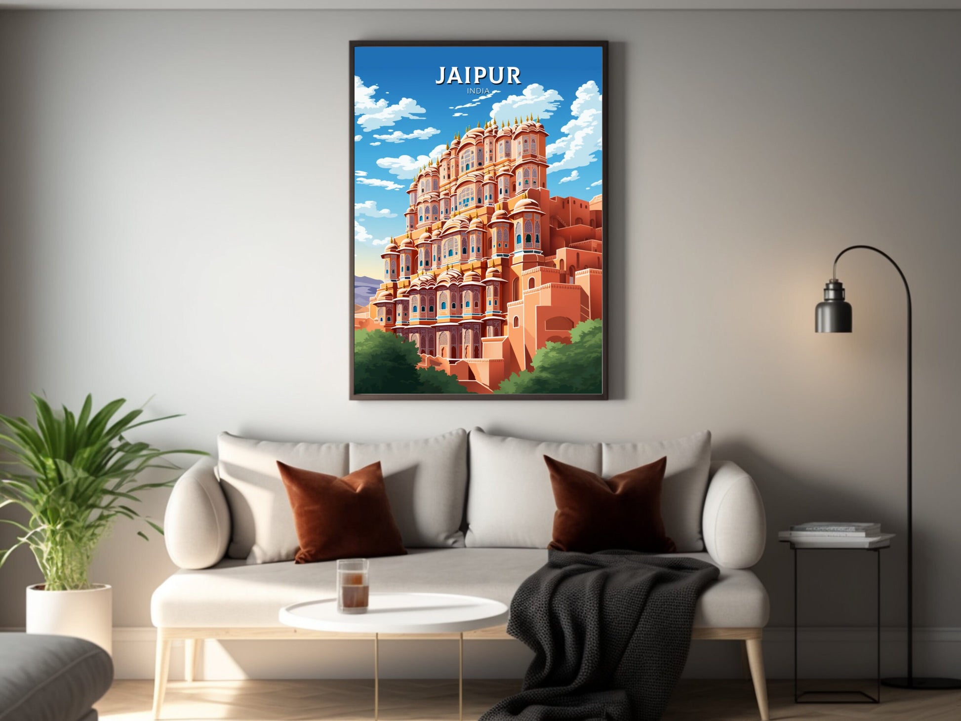 Jaipur Travel Print | Jaipur Illustration | Jaipur Wall Art | India Print | Hawa Mahal Print| Hawa Mahal Painting | Jaipur Poster | ID 899