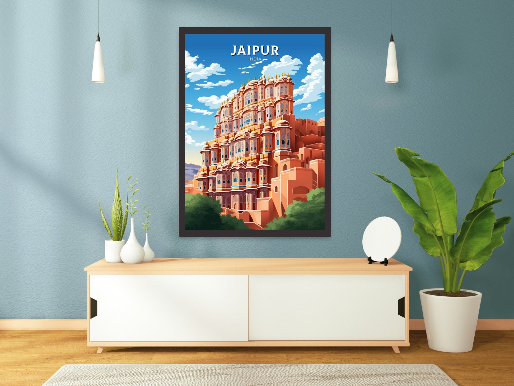 Jaipur Travel Print | Jaipur Illustration | Jaipur Wall Art | India Print | Hawa Mahal Print| Hawa Mahal Painting | Jaipur Poster | ID 899