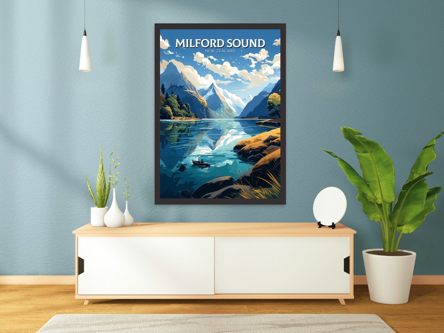 Milford Sound fjord Poster | Milford Print | Milford Art | New Zealand Print | Milford Poster I Milford Sound fjord Poster I ID 901