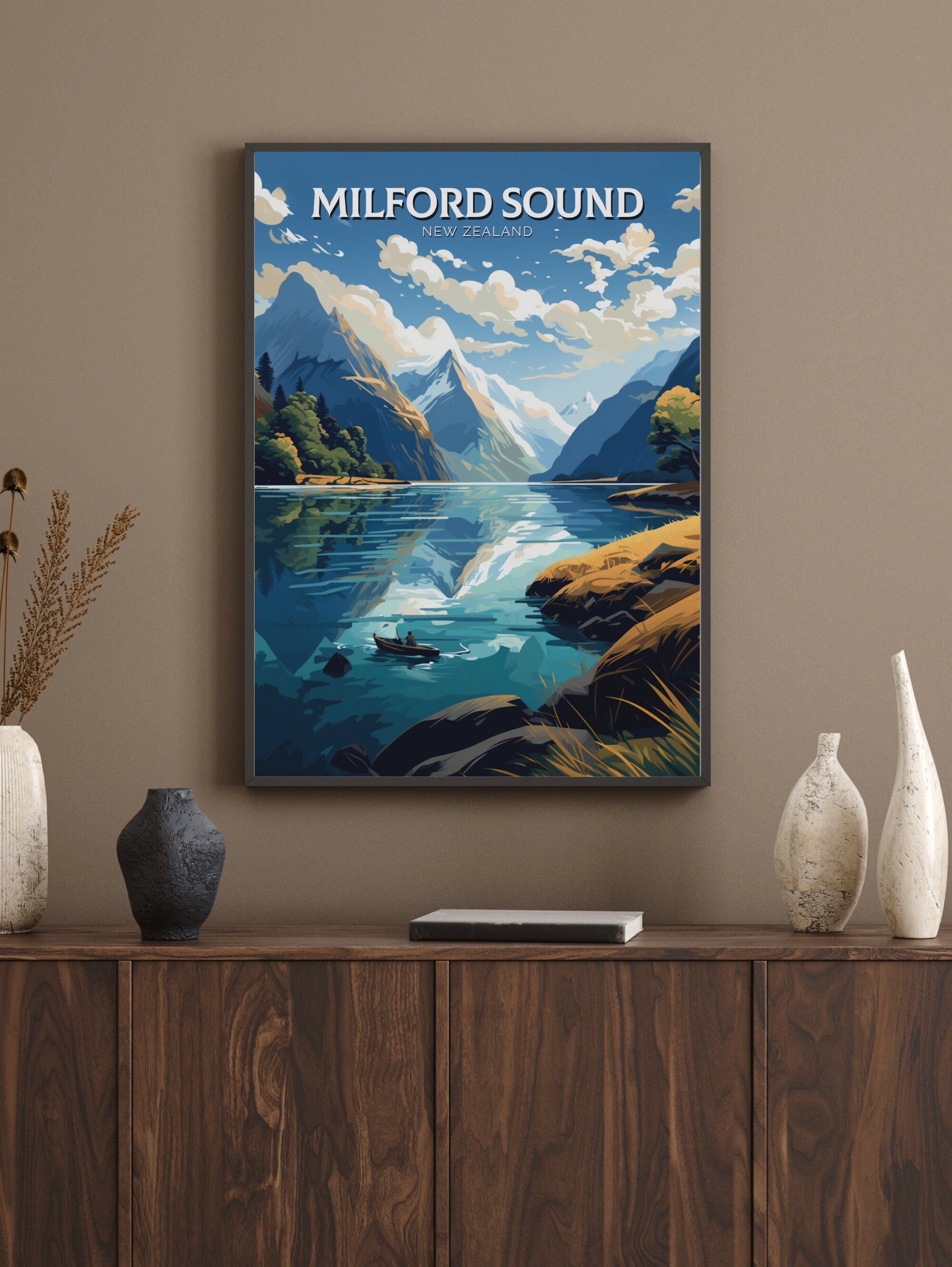 Milford Sound fjord Poster | Milford Print | Milford Art | New Zealand Print | Milford Poster I Milford Sound fjord Poster I ID 901