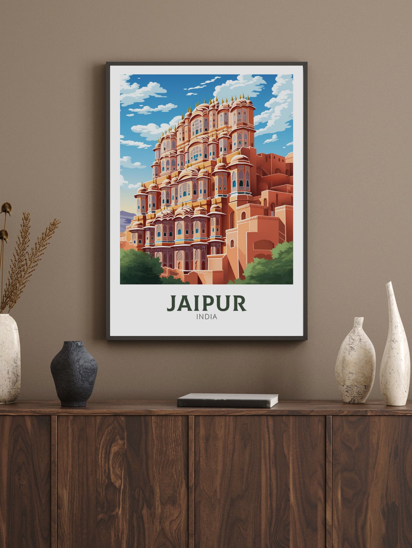 Jaipur Travel Poster | Jaipur Illustration | Jaipur Wall Art | India Poster | Hawa Mahal Print| Hawa Mahal Painting | Jaipur Print | ID 904