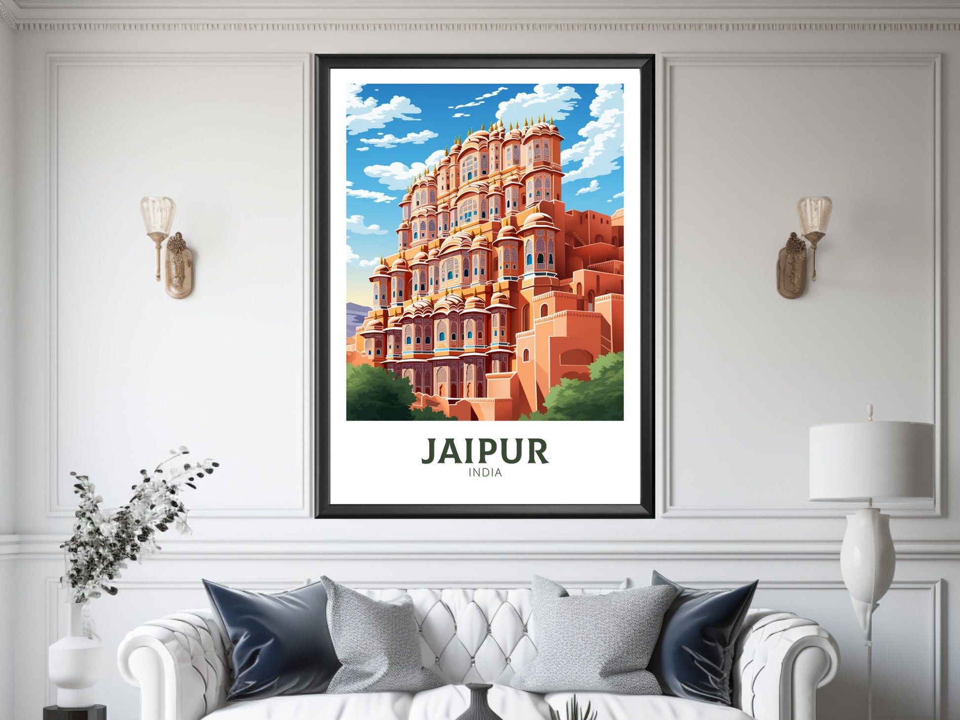 Jaipur Travel Poster | Jaipur Illustration | Jaipur Wall Art | India Poster | Hawa Mahal Print| Hawa Mahal Painting | Jaipur Print | ID 904