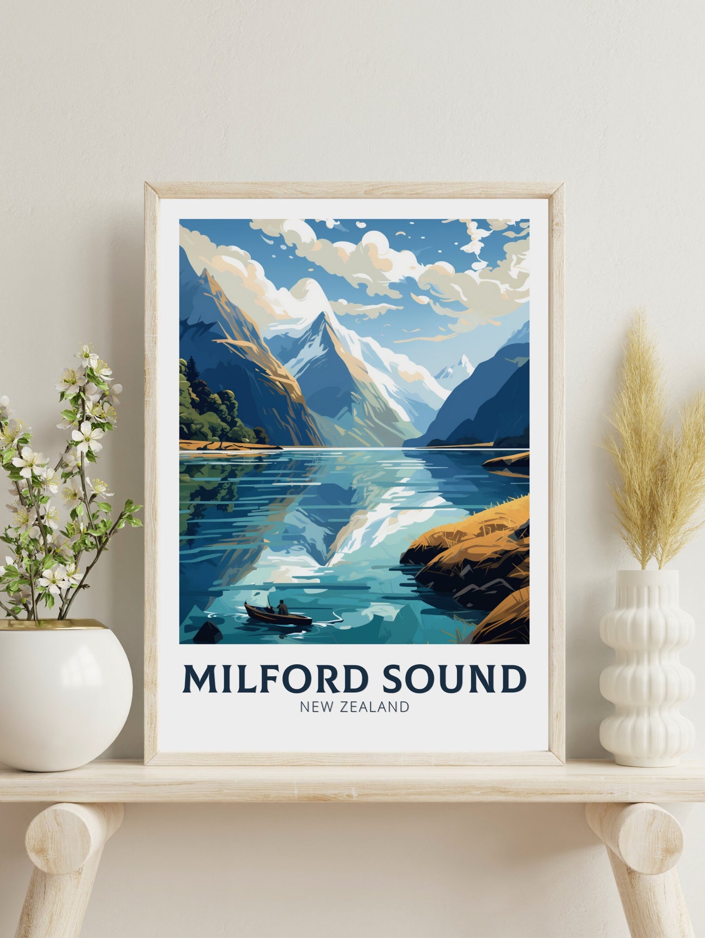 Milford Sound fjord Print | Milford Poster | Milford Art | New Zealand Poster | Milford Poster I Milford Sound fjord Poster I ID 906