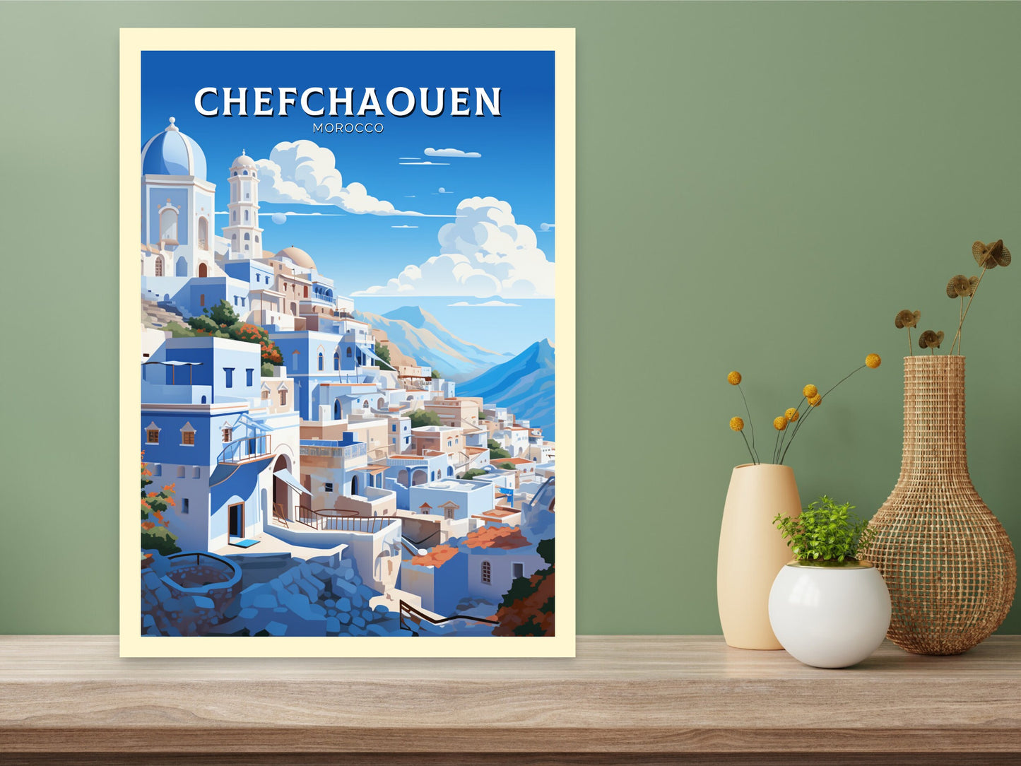 Morocco Travel Poster | Chefchaouen Illustration | Blue City Poster | Chefchaouen Print | Blue City Home Décor | Morocco Poster | ID 908