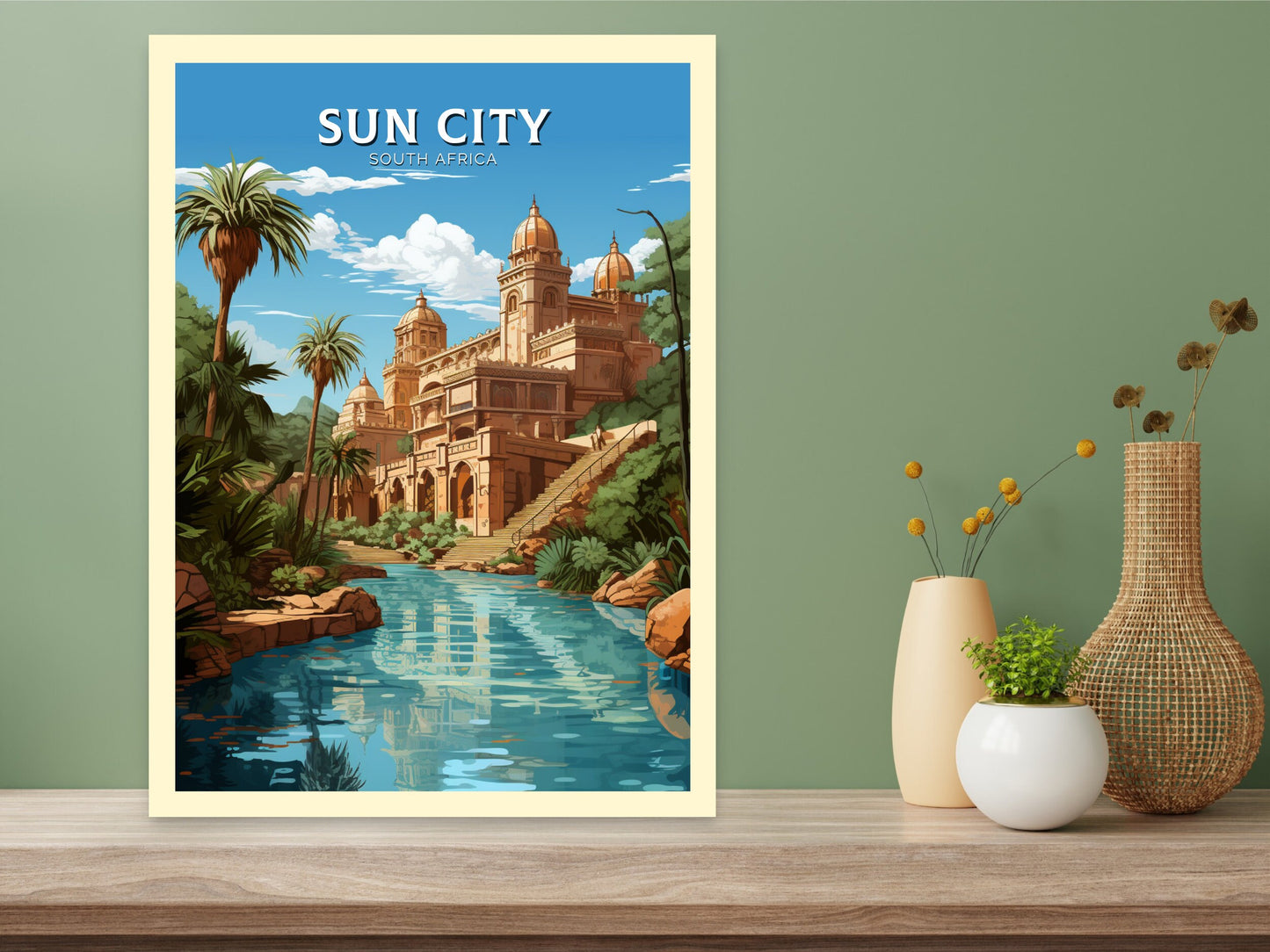 Sun City Poster | Lost City Travel Poster | Sun City Travel Print | South Africa Wall Art | Africa Poster | Sun City Travel Print | ID 909