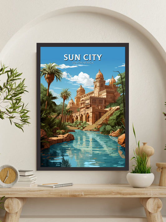 Sun City Poster | Lost City Travel Poster | Sun City Travel Print | South Africa Wall Art | Africa Poster | Sun City Travel Print | ID 909