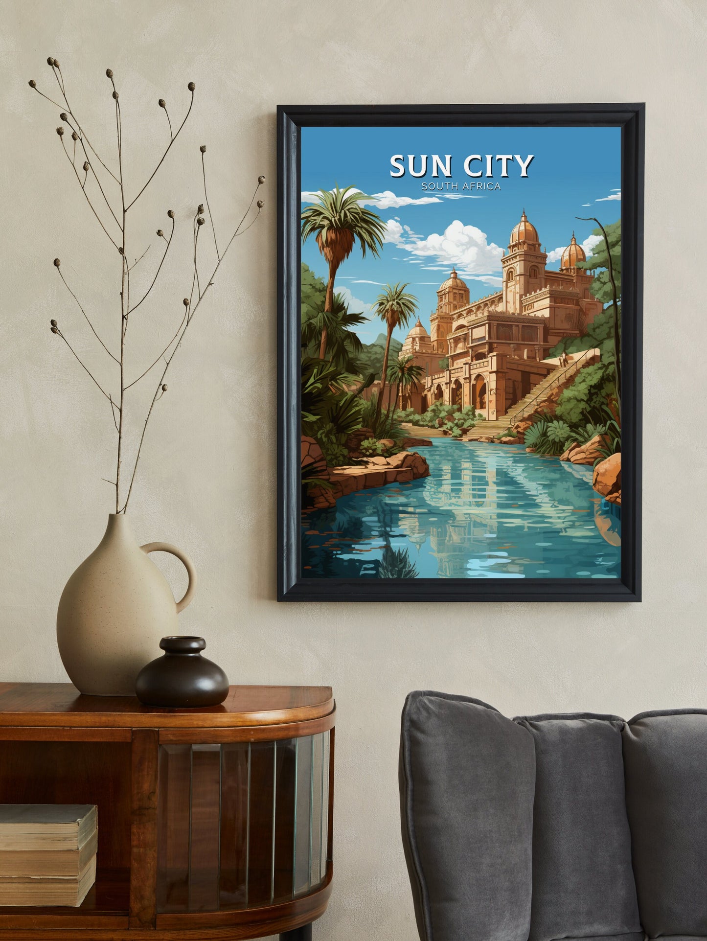 Sun City Poster | Lost City Travel Poster | Sun City Travel Print | South Africa Wall Art | Africa Poster | Sun City Travel Print | ID 909