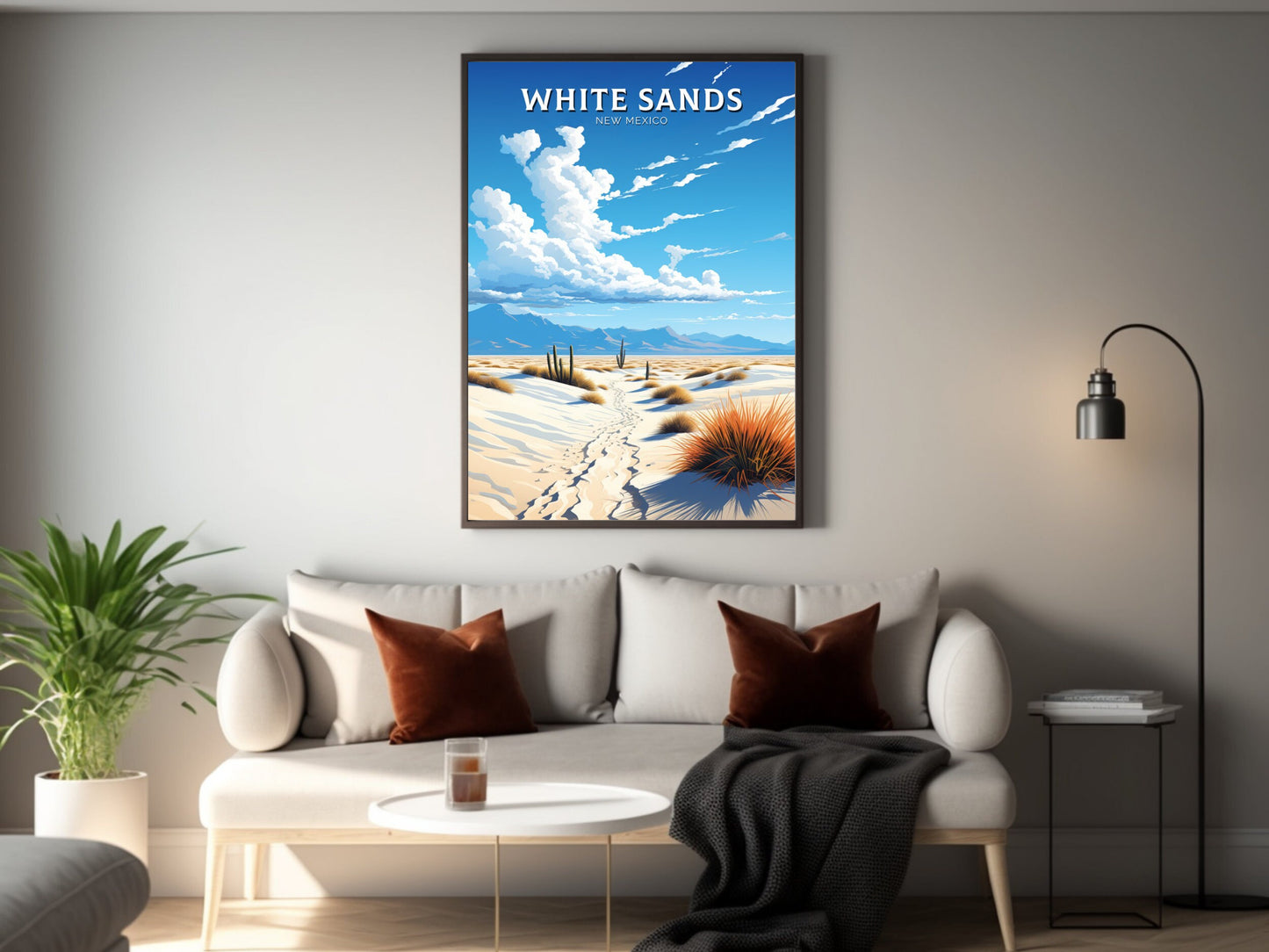 White Sands National Park Print | White Sands National Park Poster | New Mexico Design | White Sands Wall Art | New Mexico Painting | ID 911