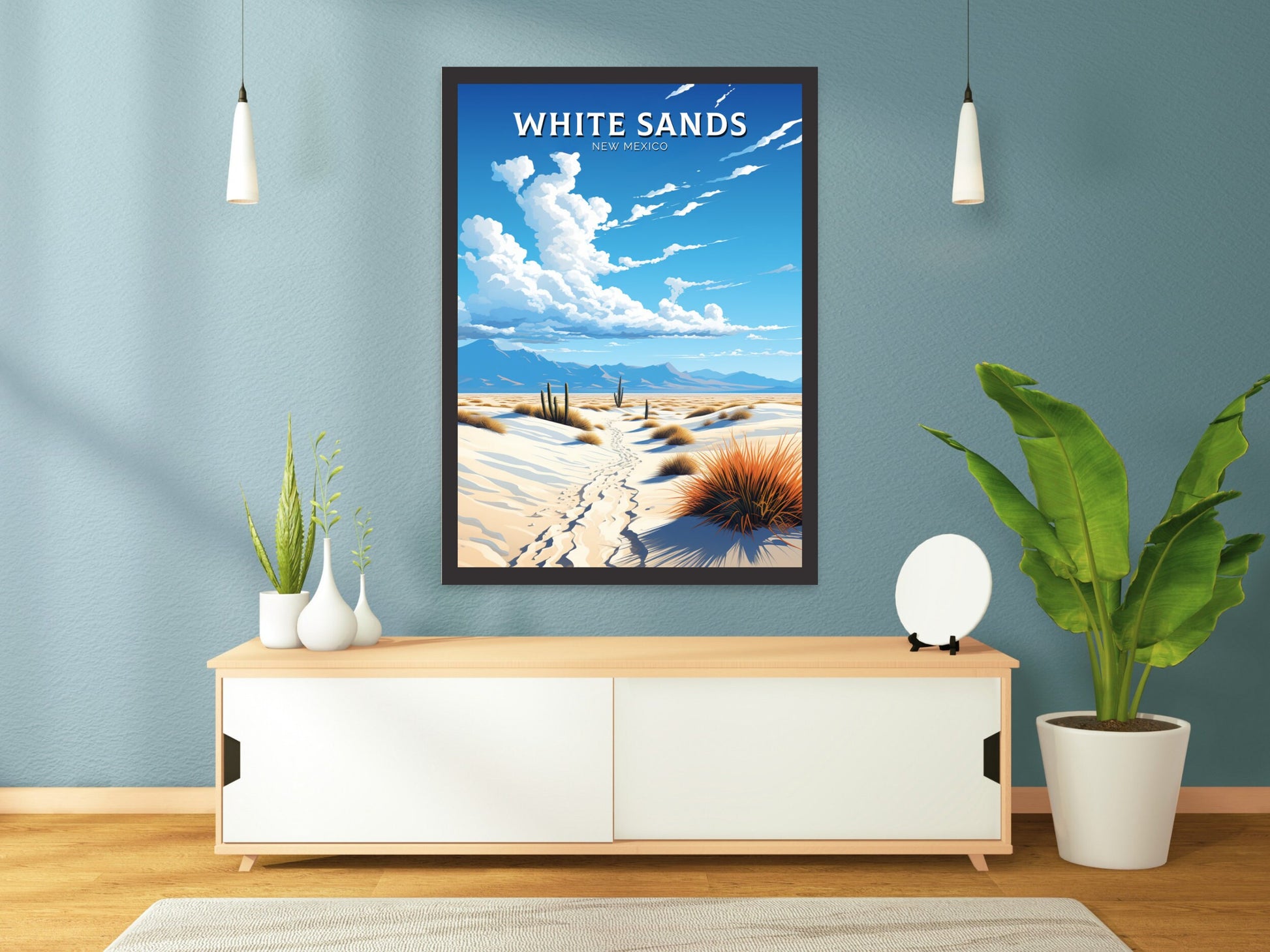 White Sands National Park Print | White Sands National Park Poster | New Mexico Design | White Sands Wall Art | New Mexico Painting | ID 911