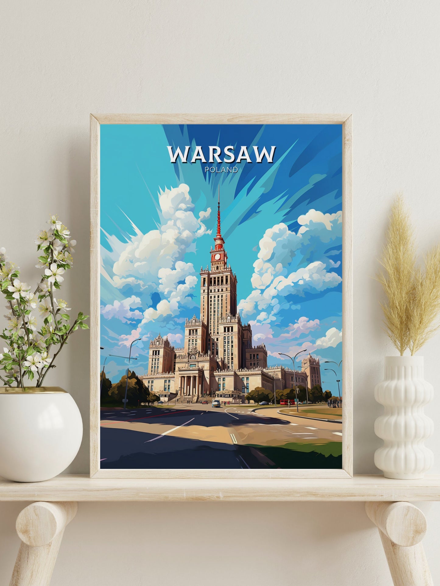 Warsaw Poster | Warsaw Travel Print | Warsaw Illustration | Warsaw Wall Art | Poland Print | Warsaw Poland Painting | Warsaw Design | ID 912