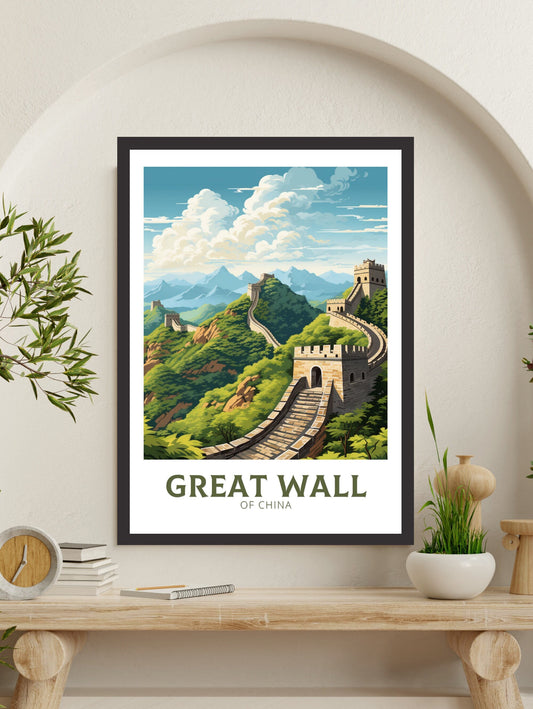 The Great Wall of China Print | China Illustration | Travel Gifts | Seven Wonders Poster | Sunset Print | Housewarming Gift | ID 896