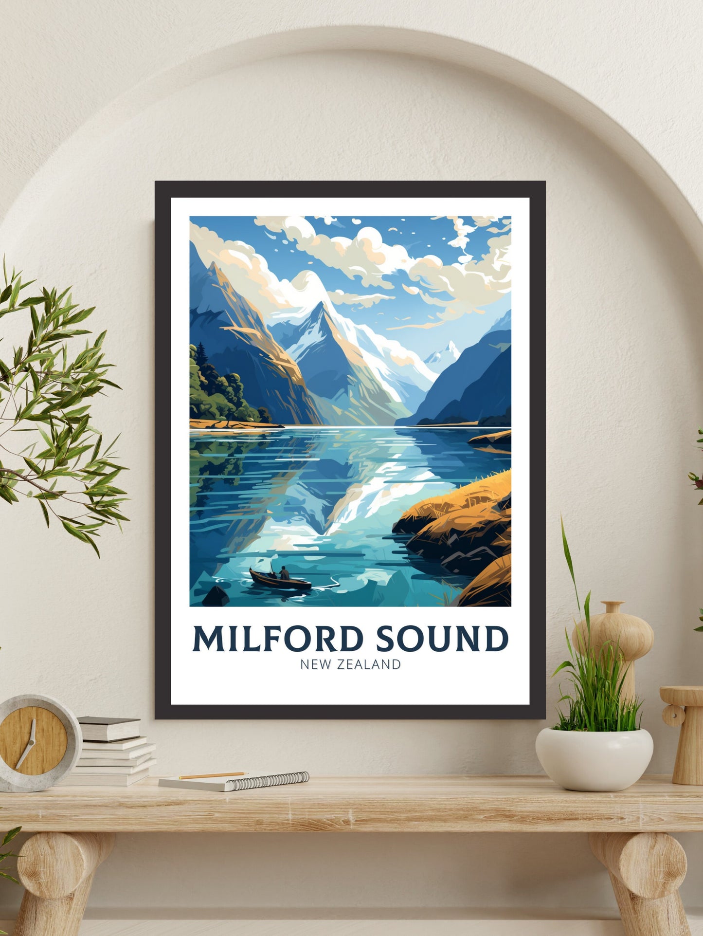 Milford Sound fjord Print | Milford Poster | Milford Art | New Zealand Poster | Milford Poster I Milford Sound fjord Poster I ID 906