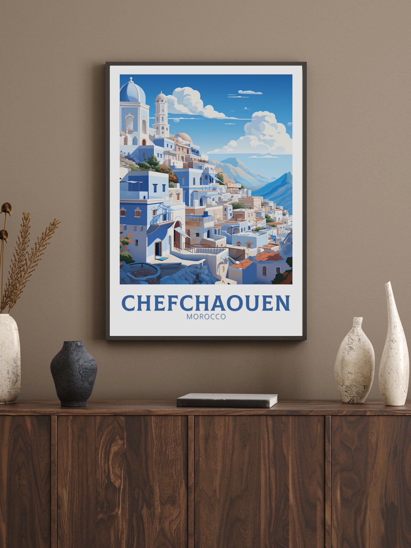 Morocco Travel Print | Chefchaouen Illustration | Blue City Print | Chefchaouen Print | Blue City Home Décor | Morocco Poster | ID 913