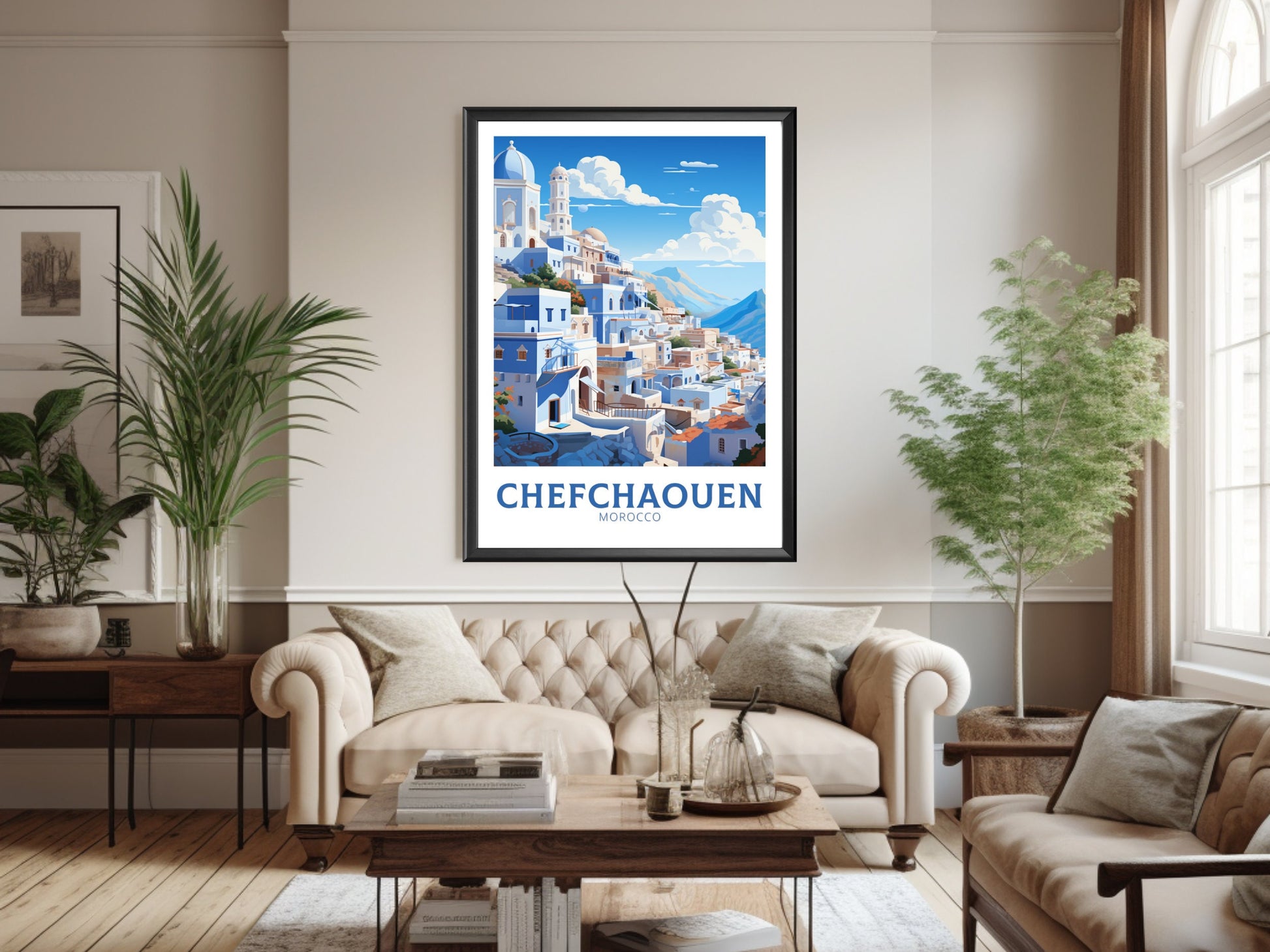 Morocco Travel Print | Chefchaouen Illustration | Blue City Print | Chefchaouen Print | Blue City Home Décor | Morocco Poster | ID 913