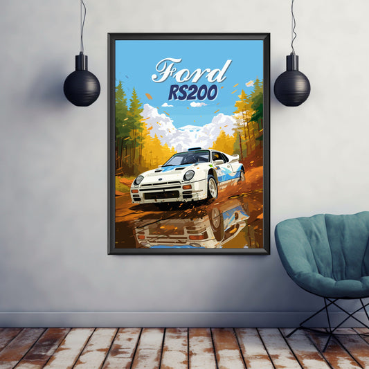 Ford RS200 Print, 1980s Car Print, Ford RS200 Poster, Car Art, Rally Car Print, Classic Car, Car Print, Car Poster, Race Car Print