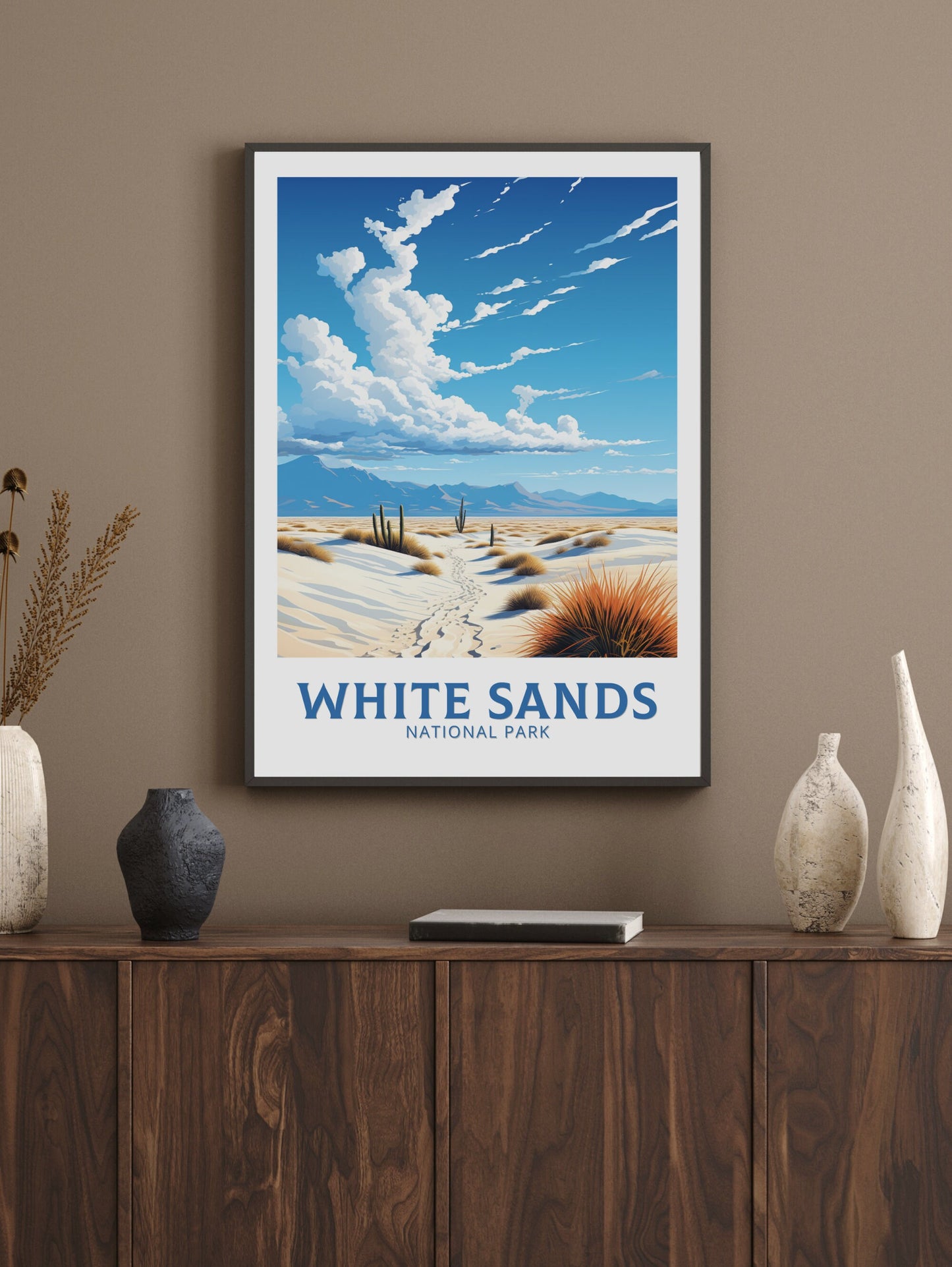 White Sands National Park Poster | White Sands National Park Print | New Mexico Design | White Sands Wall Art | New Mexico Painting | ID 916