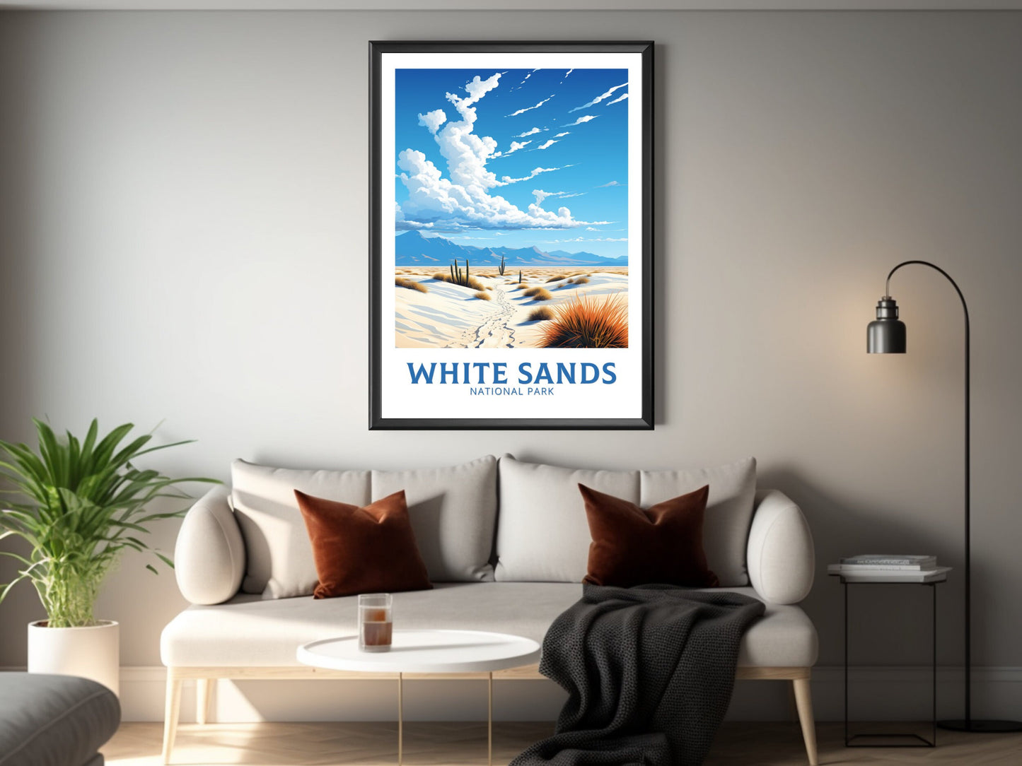 White Sands National Park Poster | White Sands National Park Print | New Mexico Design | White Sands Wall Art | New Mexico Painting | ID 916