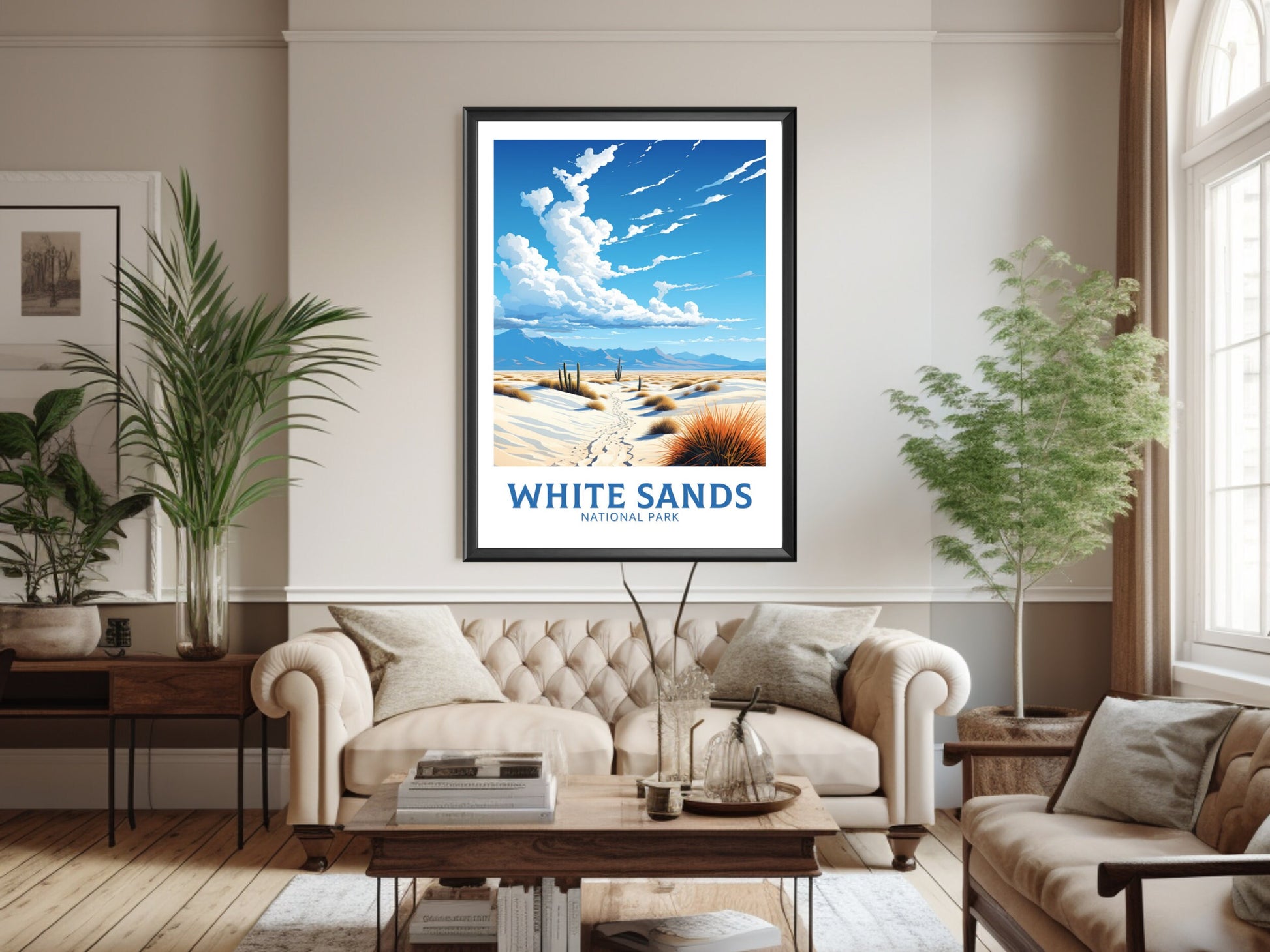 White Sands National Park Poster | White Sands National Park Print | New Mexico Design | White Sands Wall Art | New Mexico Painting | ID 916