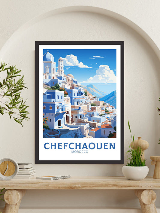 Morocco Travel Print | Chefchaouen Illustration | Blue City Print | Chefchaouen Print | Blue City Home Décor | Morocco Poster | ID 913