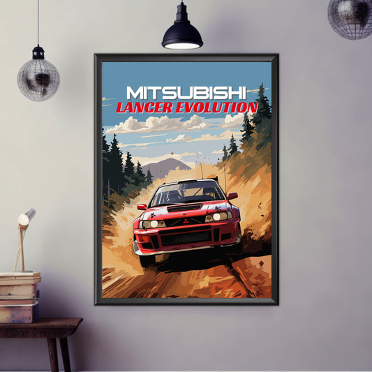 Mitsubishi Lancer Evolution Print, 1990s Car Print, Mitsubishi Lancer Evolution Poster, Car Print, Car Poster, Car Art, Rally Car Print