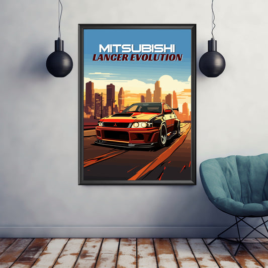 Mitsubishi Lancer Evolution Poster, Mitsubishi Lancer Evolution Print, 1990s Car Print, Car Print, Car Poster, Car Art, Rally Car Print