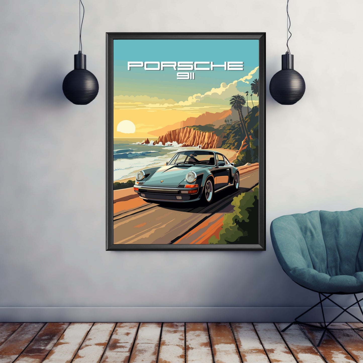 Porsche 911 Print, 1980s