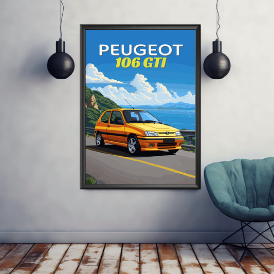Peugeot 106 GTI Print, 1990s Car Print, Peugeot 106 GTI Poster, Car Print, Car Poster, Car Art, Classic Car Print, French Car