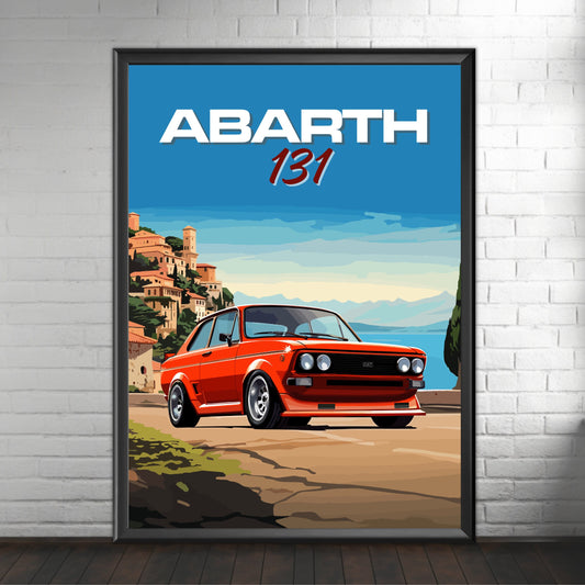 Abarth 131 Poster, Abarth 131 Print, 1970s Car Print, Car Art, Rally Car Print, Classic Car, Car Print, Car Poster, Vintage Car Print