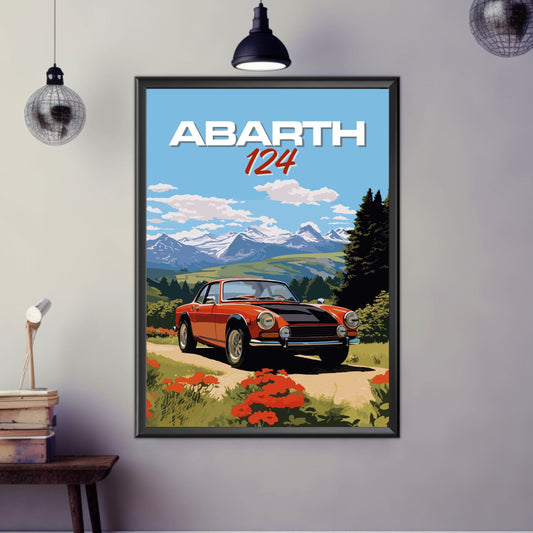 Abarth 124 Poster, Car Print, 1970s Car, Abarth 124 Print, Car Art, Classic car print, Italian Classic Print, Car Poster, Abarthisti