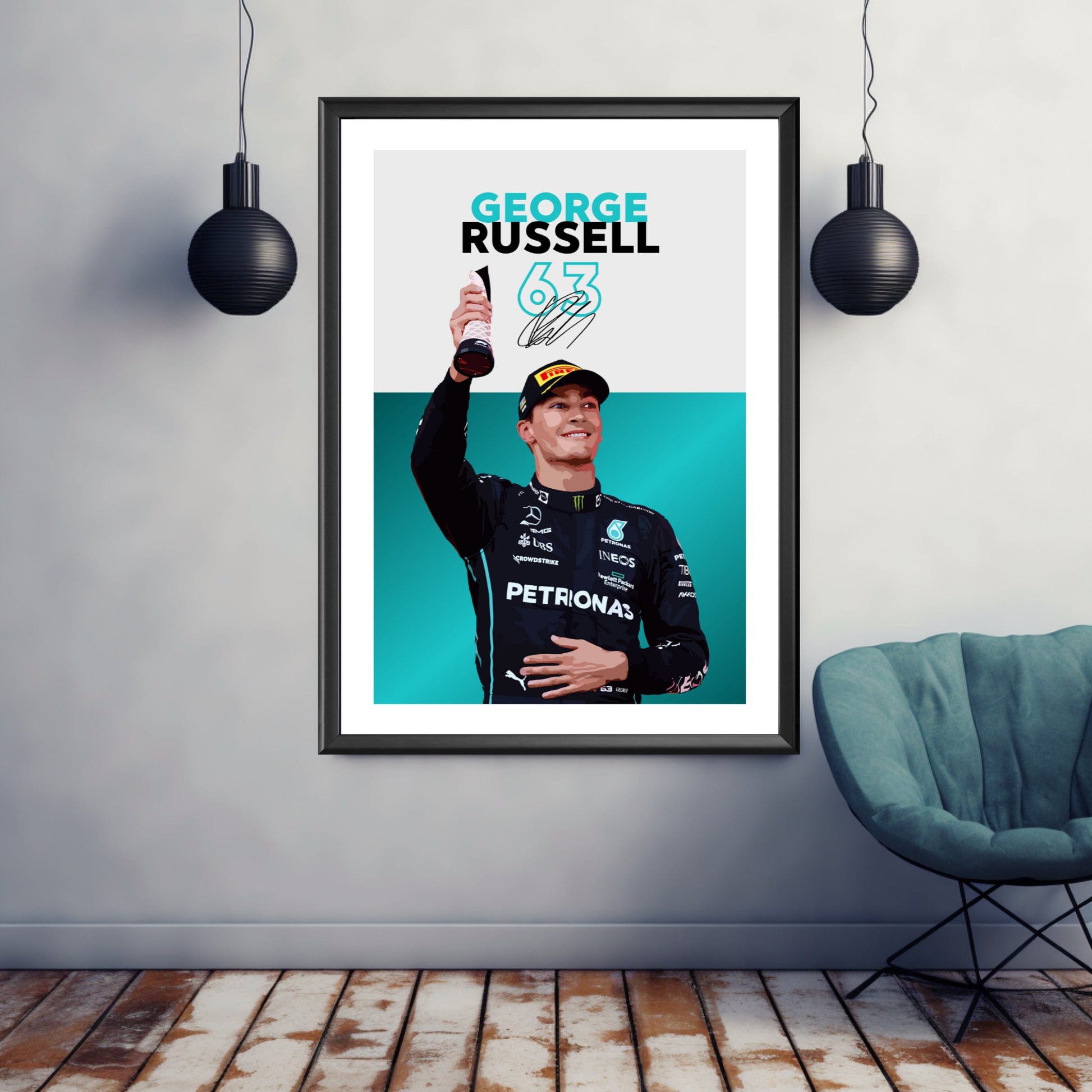 George Russell Print, F1 Poster