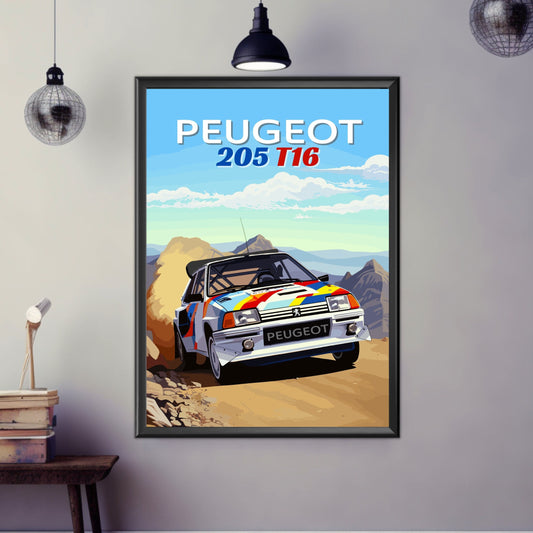 Peugeot 205 T16 Print, Peugeot 205 T16 Poster, 1980s Car Print, Car Print, Car Poster, Car Art, Classic Car Print, Rally Car Print