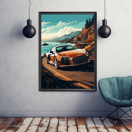 Audi R8 Poster, Audi R8 Print, 2020s Car, Modern Classic Car Print, Race Car Print, Car Print, Car Poster, Car Art, Audi R8 Wall Art