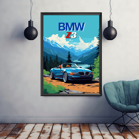 BMW Z3 Poster, BMW Z3 Print, 1990s, Car Art, Classic Car, Car Print, Car Poster, Vintage Car Print, Retro Car Print
