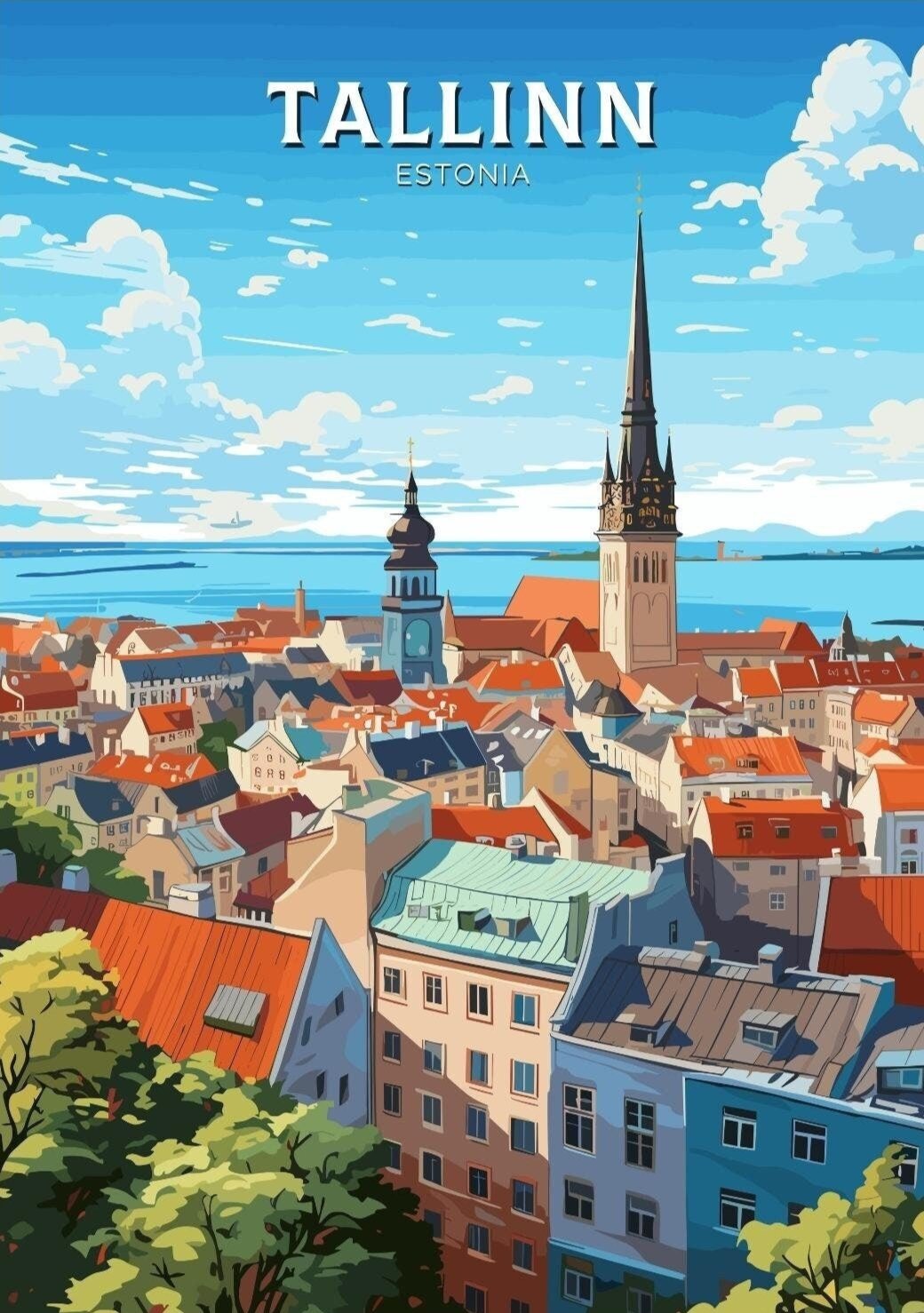 Europe TALLINN TRAVEL POSTER - ESTONIA ARTWORK