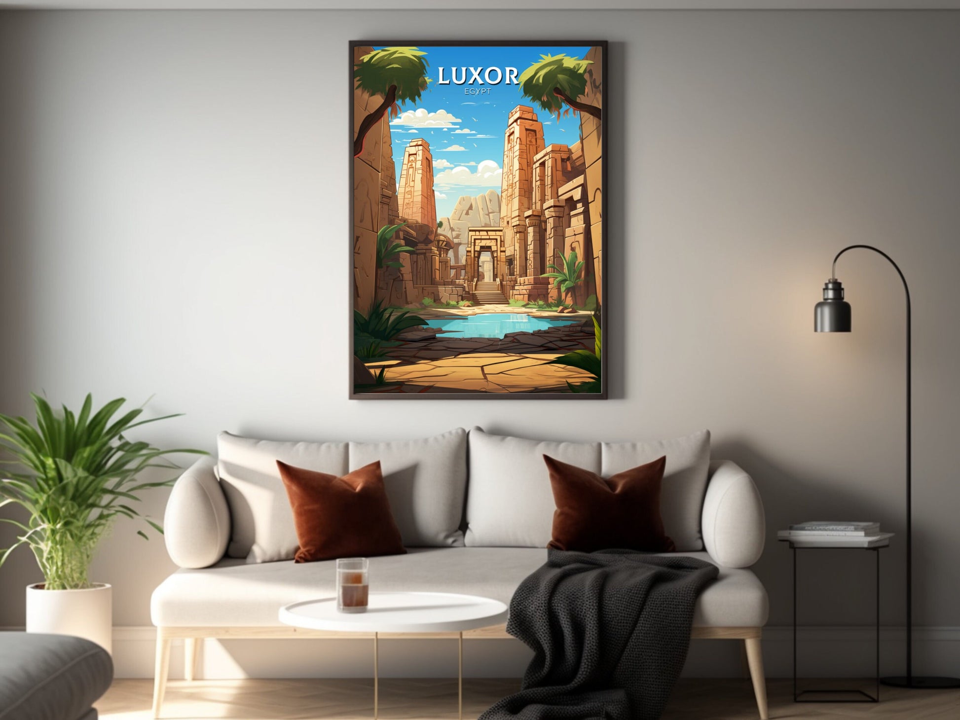 Luxor Travel Print | Luxor Illustration | Luxor Wall Art | Africa Print | Egypt Decor | Luxor Poster | Egyptian Temples Poster | ID 929