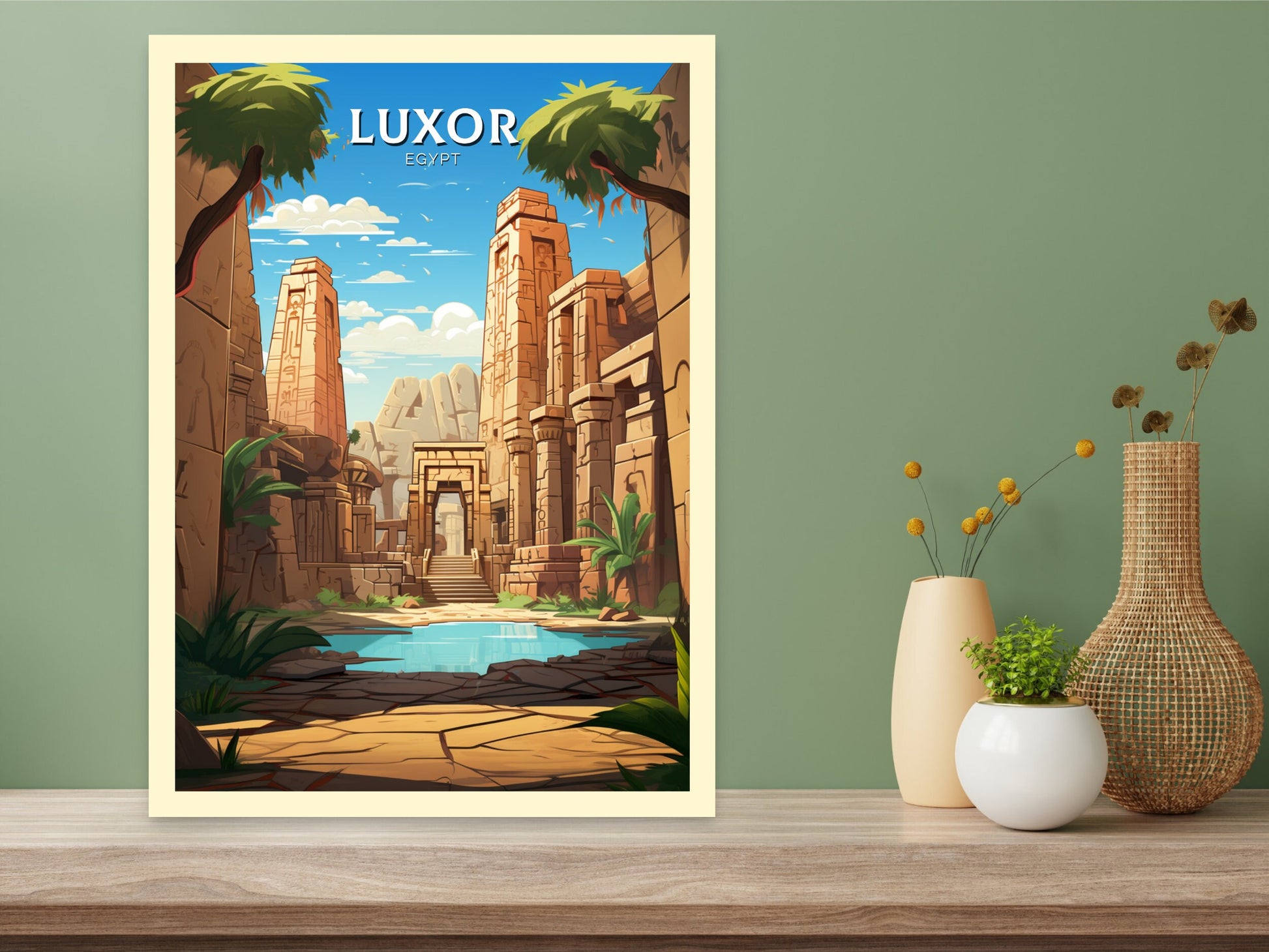 Luxor Travel Print | Luxor Illustration | Luxor Wall Art | Africa Print | Egypt Decor | Luxor Poster | Egyptian Temples Poster | ID 929