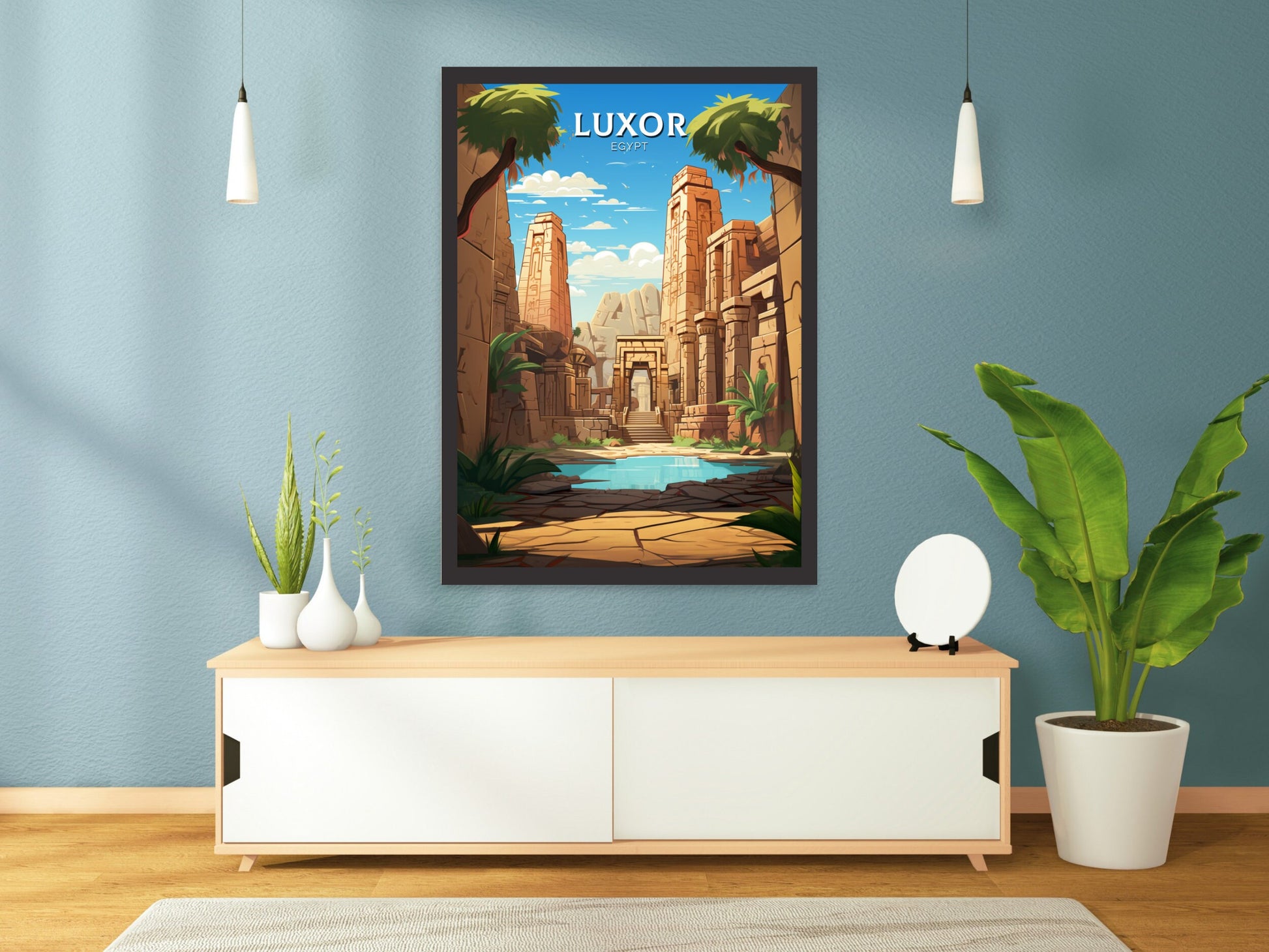 Luxor Travel Print | Luxor Illustration | Luxor Wall Art | Africa Print | Egypt Decor | Luxor Poster | Egyptian Temples Poster | ID 929