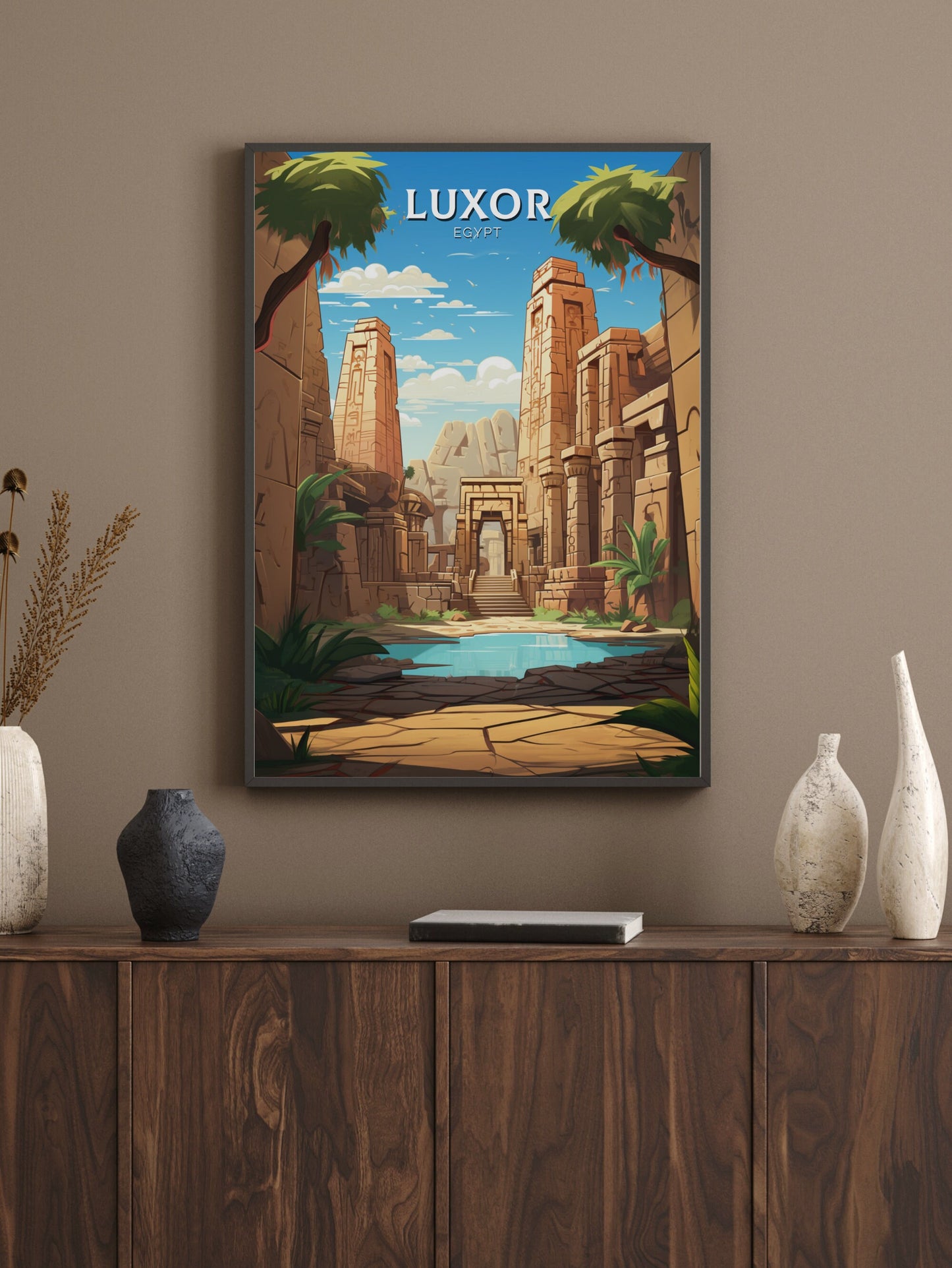 Luxor Travel Print | Luxor Illustration | Luxor Wall Art | Africa Print | Egypt Decor | Luxor Poster | Egyptian Temples Poster | ID 929