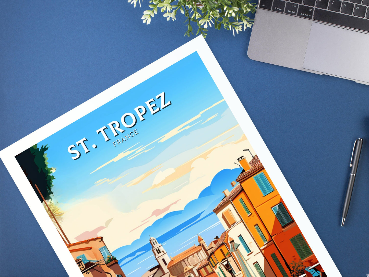 St Tropez Print | St Tropez Illustration | St Tropez Poster | St Tropez Art | France Print | France Poster | St Tropez Affiche | ID 925