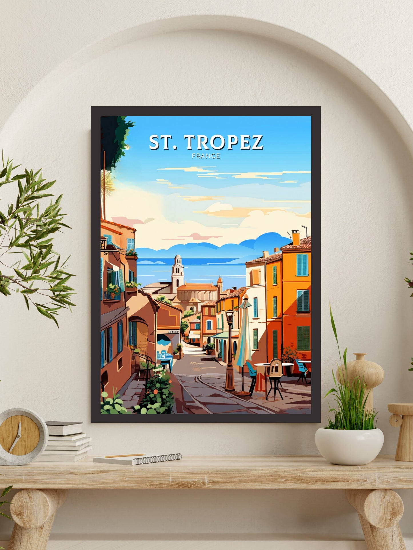 St Tropez Print | St Tropez Illustration | St Tropez Poster | St Tropez Art | France Print | France Poster | St Tropez Affiche | ID 925