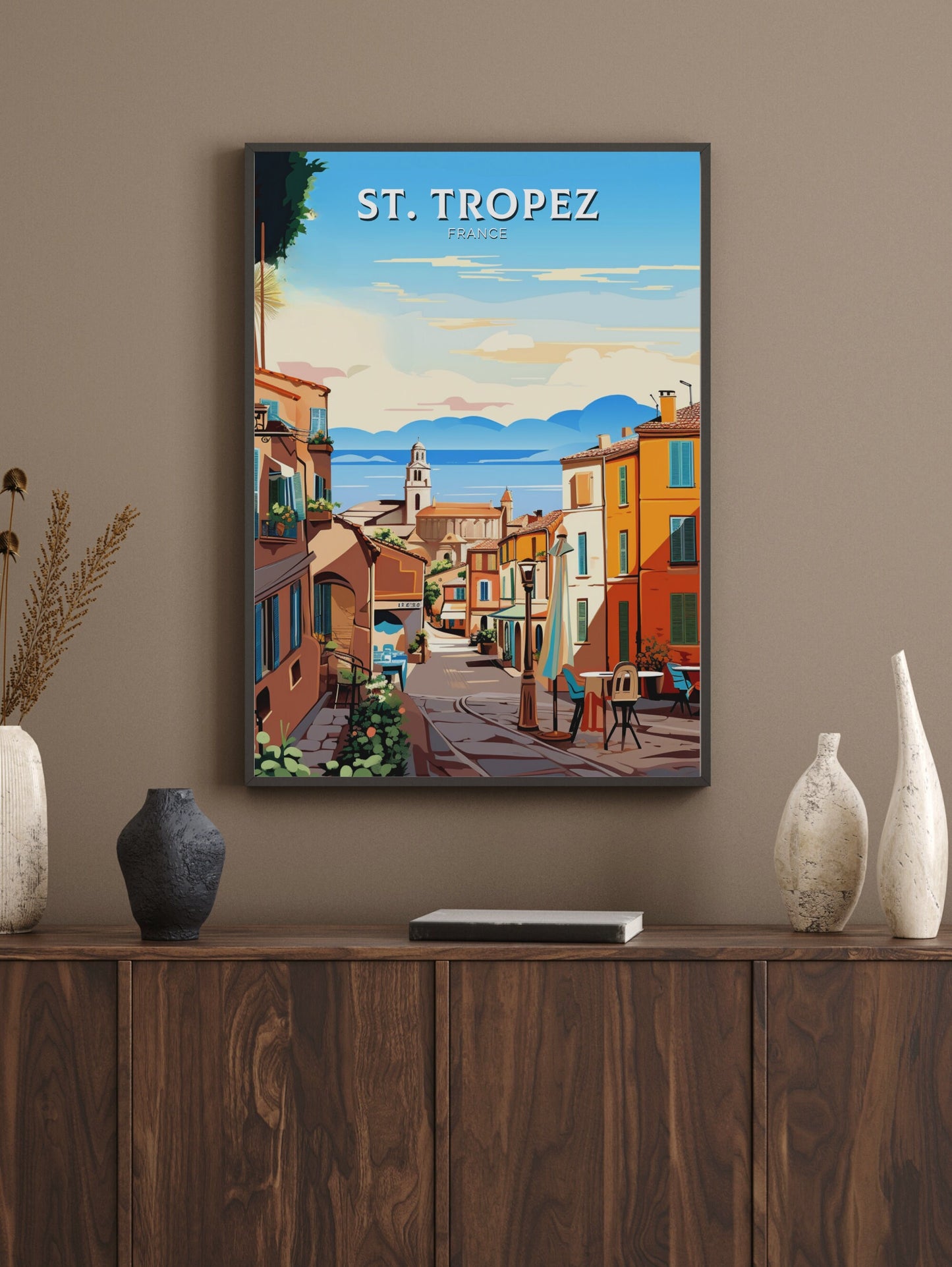 St Tropez Print | St Tropez Illustration | St Tropez Poster | St Tropez Art | France Print | France Poster | St Tropez Affiche | ID 925