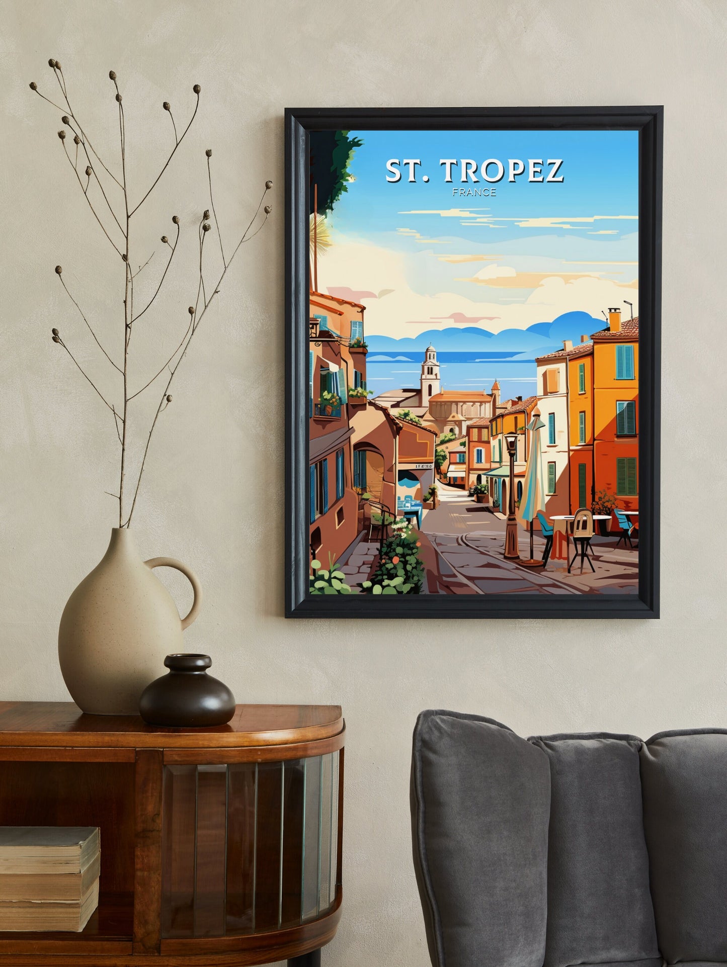 St Tropez Print | St Tropez Illustration | St Tropez Poster | St Tropez Art | France Print | France Poster | St Tropez Affiche | ID 925