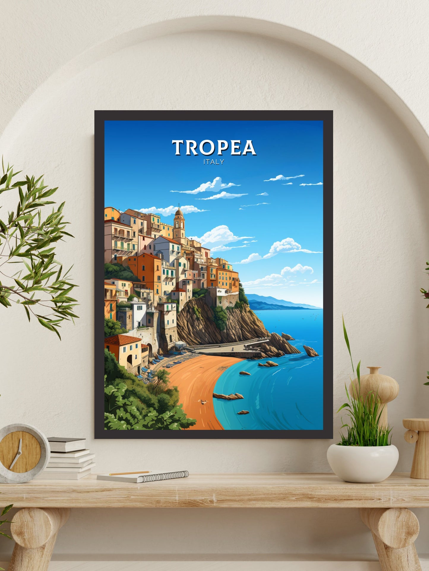 Tropea Travel Poster | Tropea Travel Print | Tropea Illustration | Tropea Print | Tropea Wall Art | Italy Poster | Italy Décor | ID 924